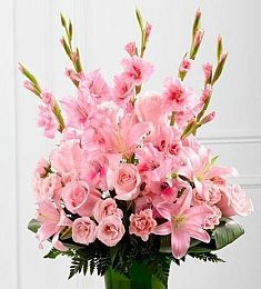 Букет "Философия жизни" из роз, гладиолуса, лизиантуса ,лилий и роз