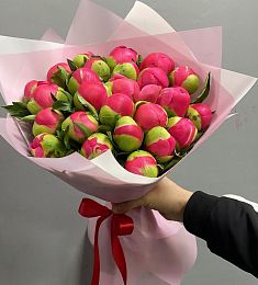 Букет из 25 красных пионов 