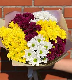 Букет из 9 ромашковидных хризантем микс