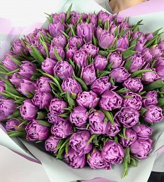 Букет "Рассвет" 101 пионовидный тюльпан