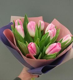 Букет из 9 розовых тюльпанов