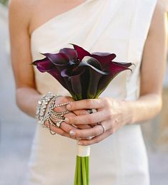 Букет невесты из 15 черных калл