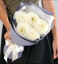 Букет из 5 белых георгинов