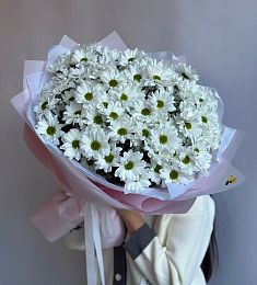 Букет "Свежесть летнего утра" из белых хризантем