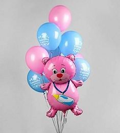 Фонтан из шаров - Мишка с соской - 12" 34"