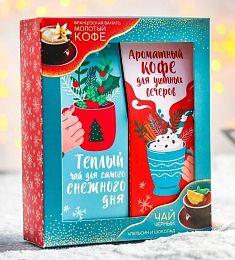 Подарочный набор «Кружки»: чай 100 г, кофе с ароматом французской ванили 100 г