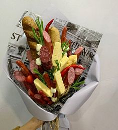 Съедобный букет из колбасы и сыра