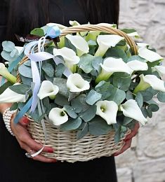 30 калл с эвкалиптом в корзине