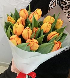 Букет из 15 оранжевых тюльпан
