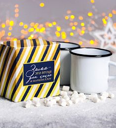 Подарочный набор «Теплых моментов»: кружки 350 мл х 2 шт., какао 100 г, маршмеллоу 50 г