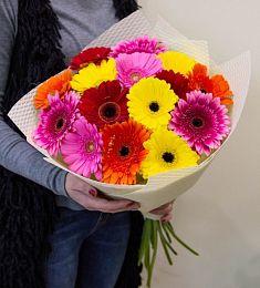 Букет из 15 ярких гербер