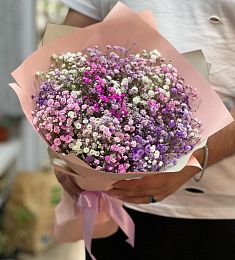Букет из 9 гипсофил в фиолетовых тонах