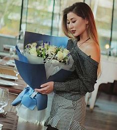 букет "Ассоль" из лизиантусов, гортензий и роз