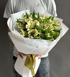Букет из 15 белых альстромерий