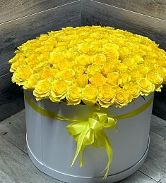 101 желтая роза в коробку