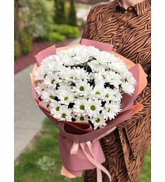 Букет из 9 белых кустовых хризантем